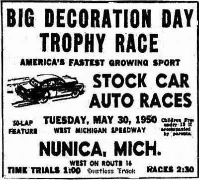Nunica Speedway - 1950 Ad From Jerry